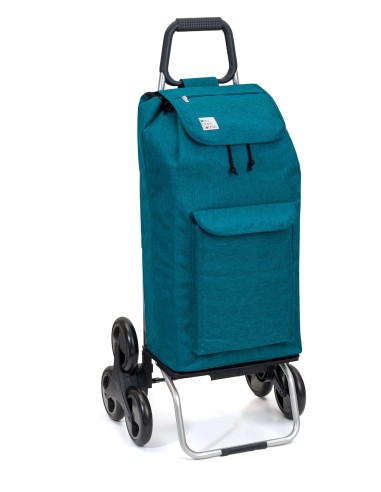 Carlux multipoches 6 roues chiné turquoise