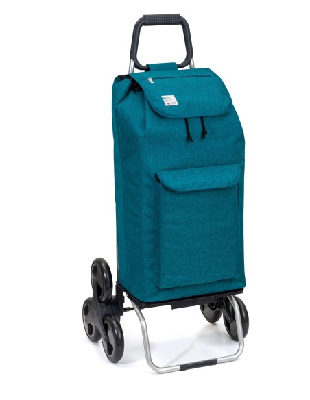 Carlux multipoches 6 roues chiné turquoise